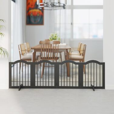 Захисний бар'єр для собак PawHut 5-секційний, 261.5 x 61 см, розкладний, з дверцятами, білий