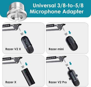 Тримач для мікрофона YOUSHARES Seiren V2 X: сумісний з Seiren Mini, V3 Mini/Chroma, Razer Seiren V2 X/Pro, Seiren X. Тримач з кабелями, стійка для стрімінгу та геймінгу