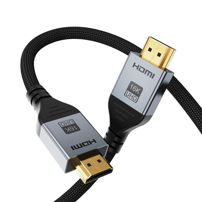HDMI 2.1 Кабель 1м, 16K HDMI, 96Gbit/s, Підтримка 16K 60Hz, 8K 60Hz, 4K 240Hz, сумісний з PS5/4, Fire TV, ноутбук, ПК