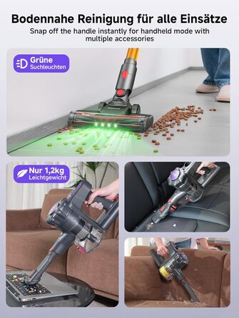 MONSGA Бездротовий акумуляторний пилосос з дисплеєм, 45000Pa, 50 хвилин роботи, антизаплутана щітка, самостійна парковка, док-станція на стіні, 8-шарова фільтрація, безщітковий двигун, для твердих поверхонь, килимів, шерсті тварин, авто