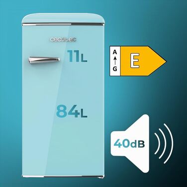 Міні-холодильник Cecotec Bolero CoolMarket TT Origin 110 синій 95л – ретро дизайн, LED-підсвітка, клас E