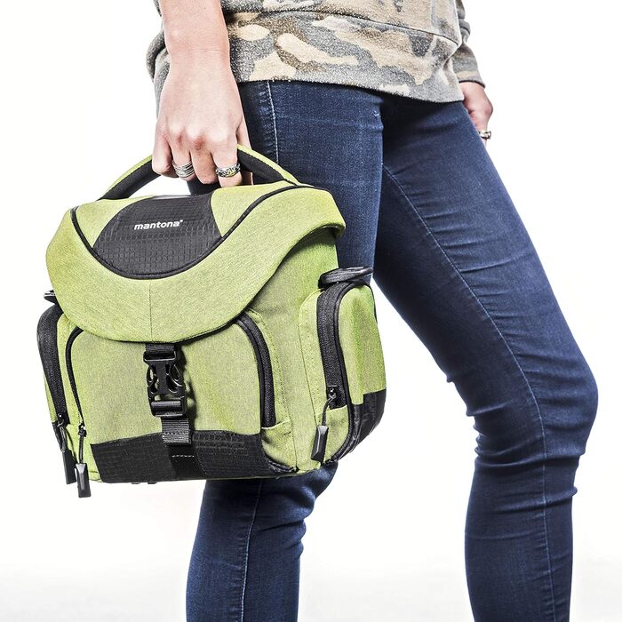 Сумка для камери Mantona Premium - для камер DSR & DSM з об'єктивом (з захистом від пилу, регульованим внутрішнім відділенням, м'яким ременем) (середня, зелена)