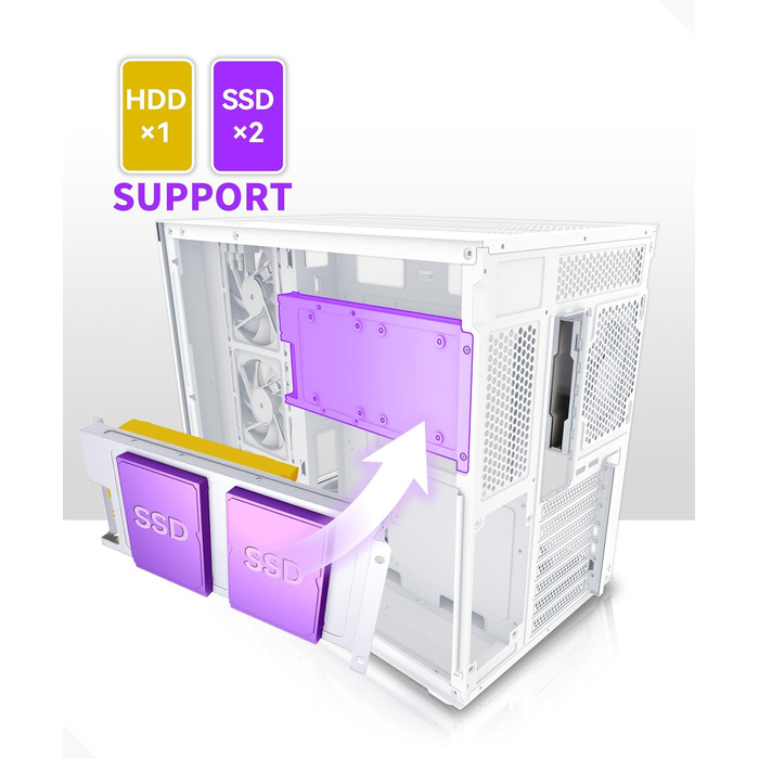 Ігровий корпус для ПК Musetex Y6 ATX Mid Tower, 7 ARGB PWM вентиляторів Infinity Mirror, панорамне загартоване скло 270°, USB Type-C, Білий