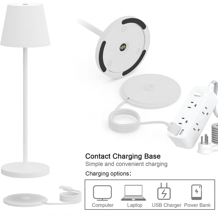 LED настільна лампа K-Bright з регулюванням яскравості, акумуляторна | Для дому та вулиці | 3000K тепле світло | Дизайнерська лампа | Комплект з 2 шт.