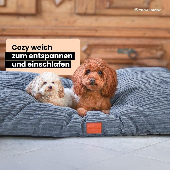 Крісло-ліжко для собак WahreTierliebe® Cozy, Преміум килимок для собак, Ортопедичний комфорт, Можливість прання, Міцний матеріал, Ідеально для дому та подорожей, Бежевий - 80x60x8 см