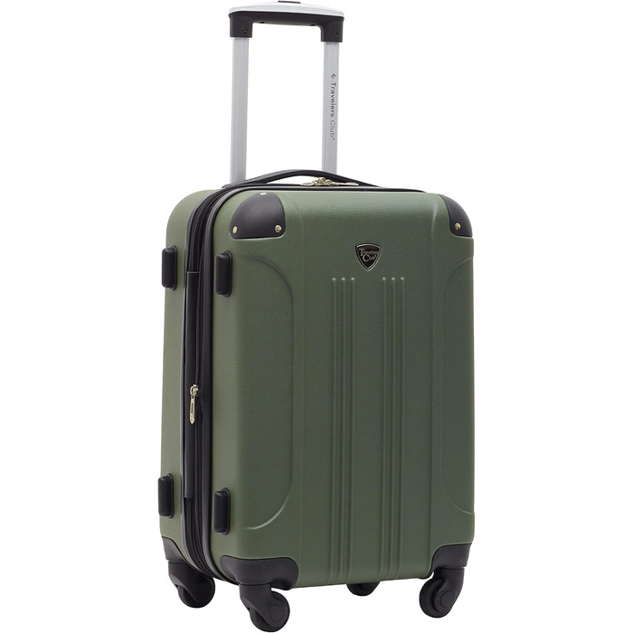 Чемодан валіза Travelers Club Chicago Hardside розширюваний спінер 20' Carry-On, колір Thyme Green