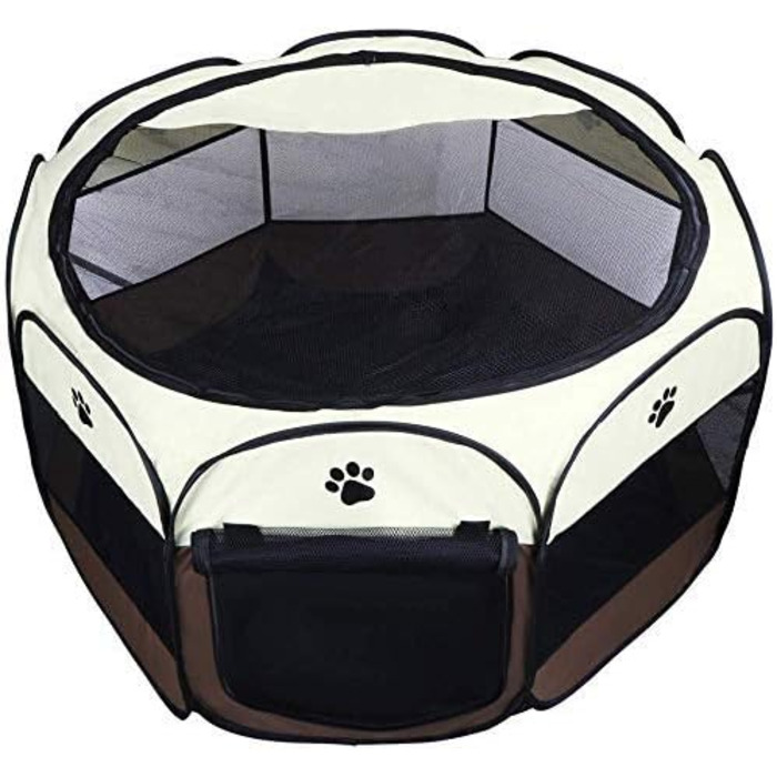 Тент-забіг для тварин Coolty, переносний вольєр для собак, котів та дрібних тварин, 91x91x58 см, коричневий