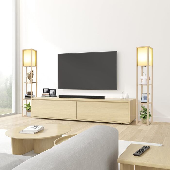 Стельова лампа YU YUSING з полицями, 1,6м, LED, E27, для вітальні, спальні, офісу (біла, жовта)