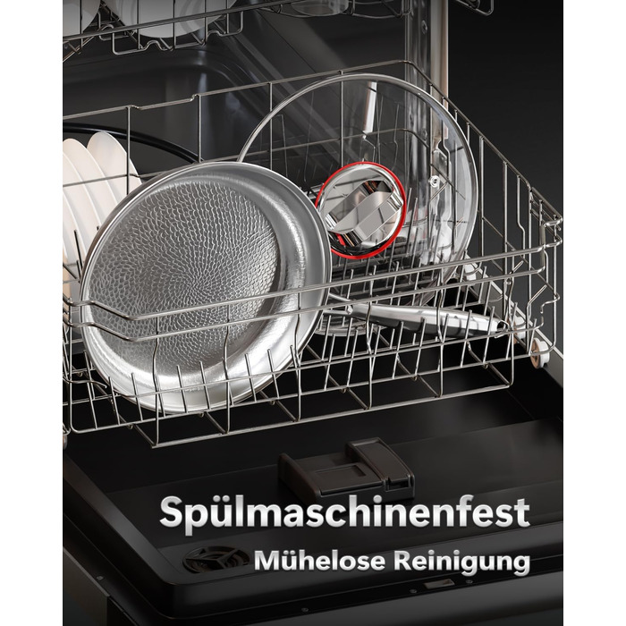 Сковорода з нержавіючої сталі 30 см Titan, з кришкою, для індукційних плит, 18/10, підходить для духовки та посудомийної машини