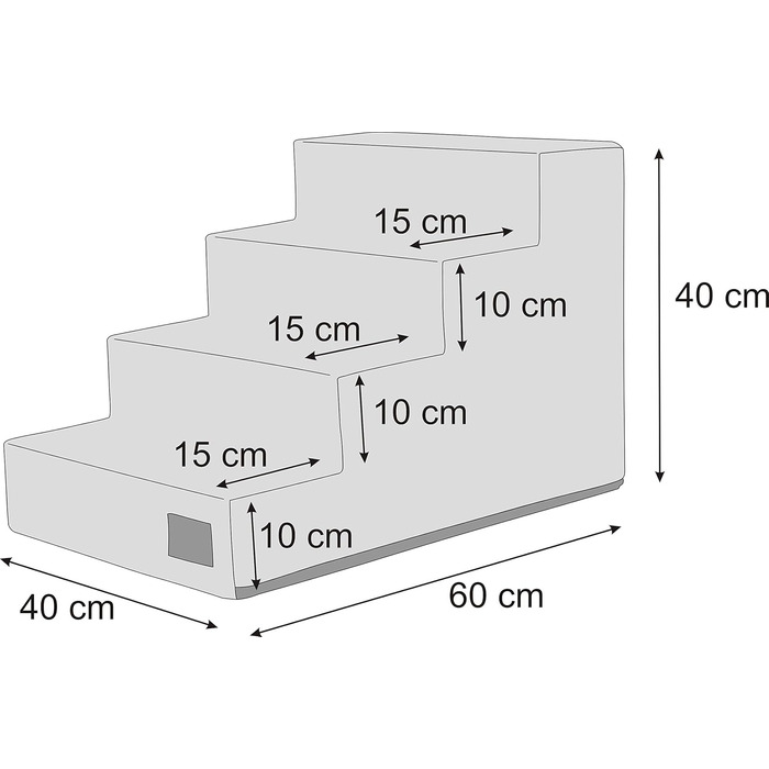 Сходинка для собак та котів Tiertreppen - пандус з 4 сходинок, сірий, висота 40 см