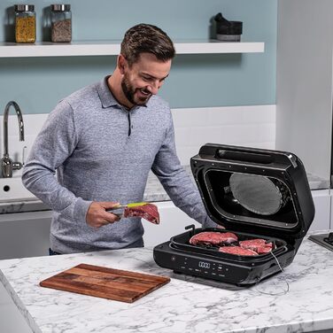 Ninja Foodi MAX Grill & Air Fryer, 5.7L Air Fryer with Digital Temperature Probe, Dishwasher-Safe Parts, 6-in-1, Gray/Silver AG551EU MAX Grill & Air Fryer 5.7L Gray/Silver