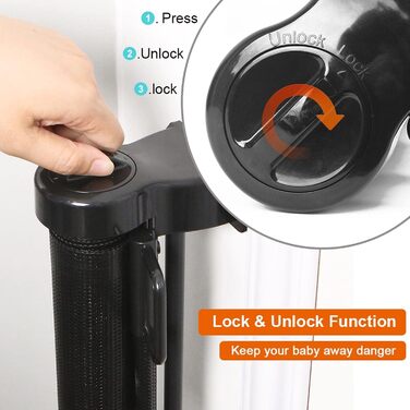 Захисний бар'єр для дитячих воріт, розтяжний 0-150 см, для дітей, котів та собак, внутрішнє та зовнішнє використання (Чорний-150 см)