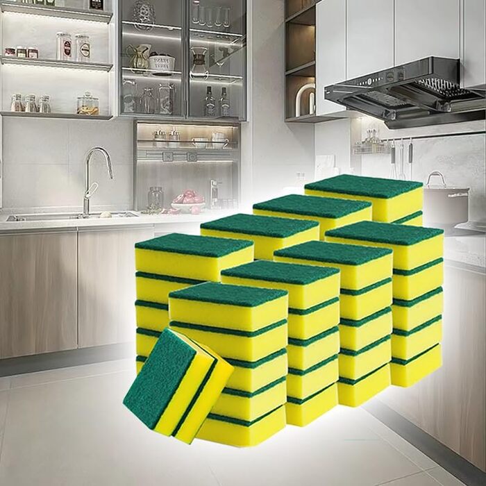 Kitchen Cleaning Sponges, 32 Pack, Scratch-Resistant Sponges, Durable Sponges for Cleaning, Effortlessly Cleans Your Stove, Sink, Oven, Appliances