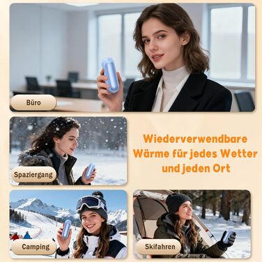 Електричні грілки для рук 2 шт. 7000mAh з 3 рівнями нагріву, портативні магнітні грілки для рук, подарунок на зиму для жінок та чоловіків (2 шт. блакитні)