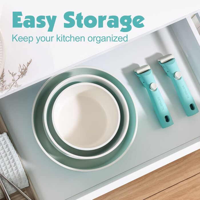 Набір каструль SENSARTE з керамічним покриттям, 17 предметів, антипригарне, для всіх плит, безпечне, можна мити в посудомийній машині, можна використовувати в духовці