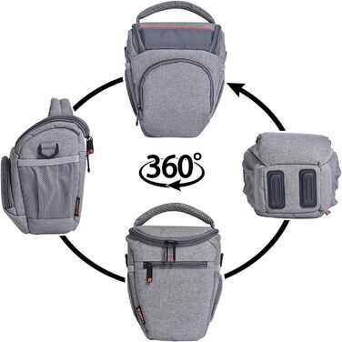 Сумка для камери FOSOTO DSLR/SLR з водонепроникним чохлом. Сумісна з Canon, Sony, Nikon, Fuji. Для об'єктивів та спалахів. Сіра.