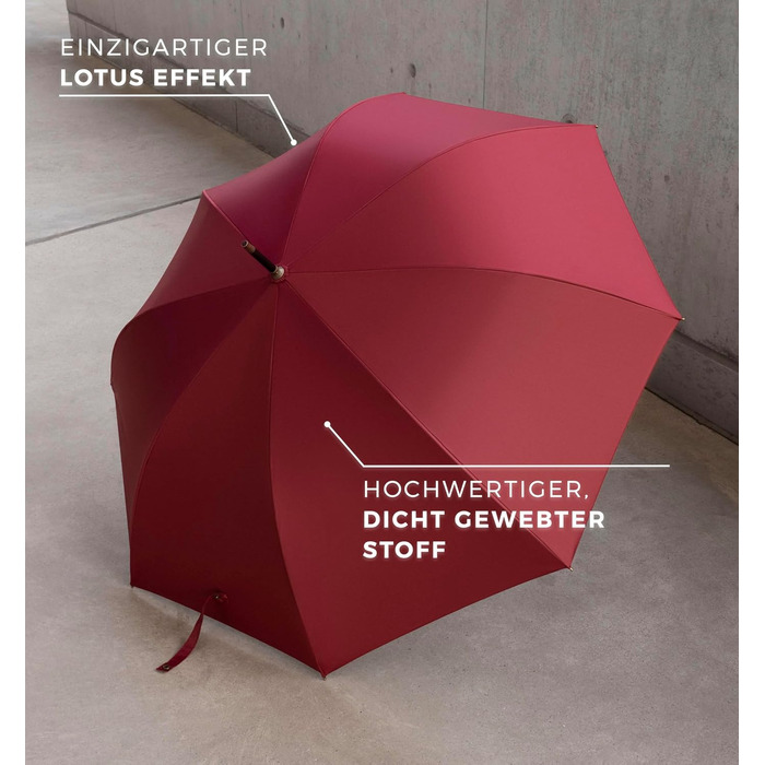 Sapor Design Umbrella Stick Umbrella Stormproof Auto-Open Windproof | XXL Large & Stable for 2 People Men & Women | Golf Umbrella Travel – 123 cm Ø Elegant Red - Classic