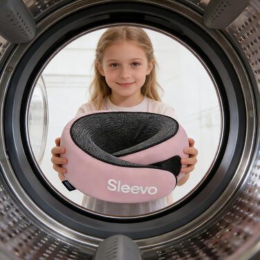 Подушка для шиї з Memory Foam - Подушка-вичерпачка для подорожей та літака - Ергономічна подушка для подорожей, захист від світла та пральна, з сумкою - Чорний (L) (Діти Рожевий)