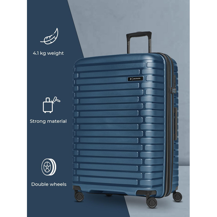 Чохол-валіза на колесах, середній, 45 x 25 x 66 см, розширюється до 75 літрів | з поліпропілену, 4 колеса, TSA-замок | Collection 04 (Темно-синій металік)