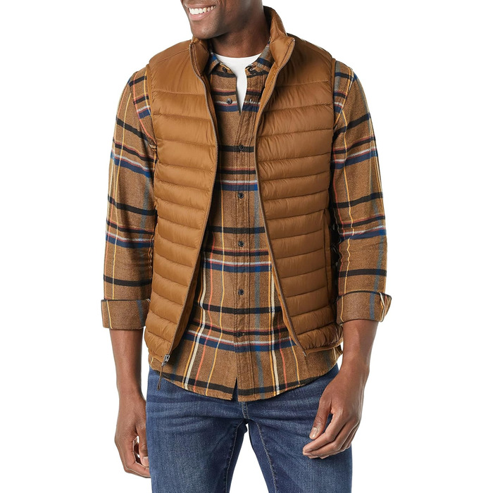 Чоловіча жилетка Amazon Essentias з водовідштовхувальним покриттям, легка та компактна (XL, світло-коричнева)