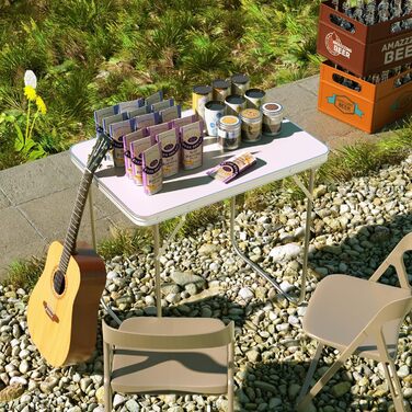 Складний алюмінієвий стіл для пікніка, саду, кемпінгу 120x60x70 см, регульована висота