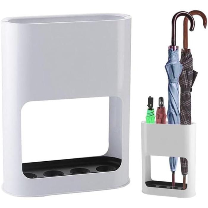Підставка для парасольки з знімною підставкою для збору води, 22 x 9 x 28 см, 4 слоти, для дому, інтер'єру, в коридор (білий)
