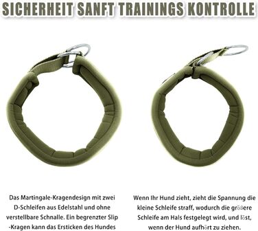 Нашийник для собак з м'якого неопрену (4 см ширина), світловідбиваючий, з міцного нейлону та стопором, зручний, для дресирування, проти потягування, розмір L (армійний зелений, обхват шиї 45-56 см)