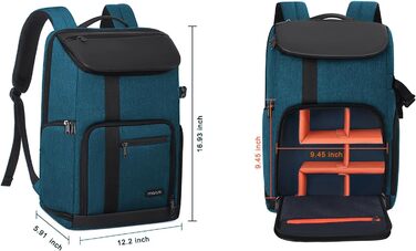 MOSISO Рюкзак для камери 17.3 дюйма, DSLR/SLR/беззеркальна камера, великий для чоловіків/жінок, з відділенням для ноутбука, тримачем для штатива та дощовиком, сумісний з Canon/Nikon/Fuji, блакитний