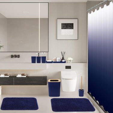 Набір аксесуарів для ванної кімнати з чорним мармуровим візерунком: сміттєвий кошик, тумбочка, дозатор мила, мильниця, тримач для зубних щіток, стакан для зубних щіток, WC-щітка та контейнер для ватних паличок