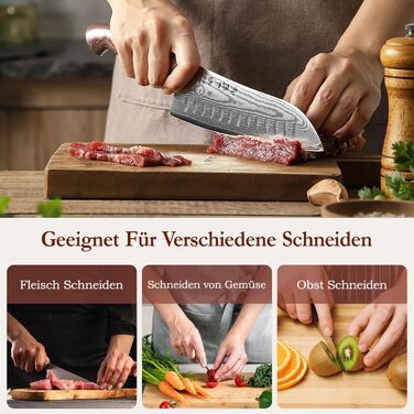 HEZHEN 21см ніж шеф-кухаря з дамаської сталі, 67 шарів, професійний кухонний ніж з дерев'яною піхвою, Full Tang ручка з Micarta