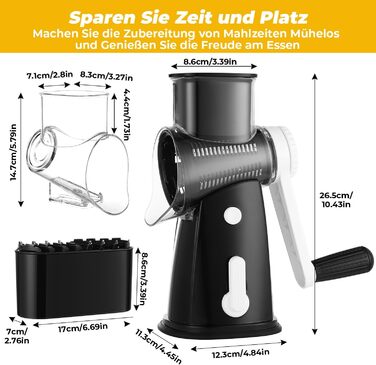 Ручна тертка для овочів та сиру з ручкою, 5 насадок, для нарізки овочів, сиру, горіхів, терка для швидкої нарізки
