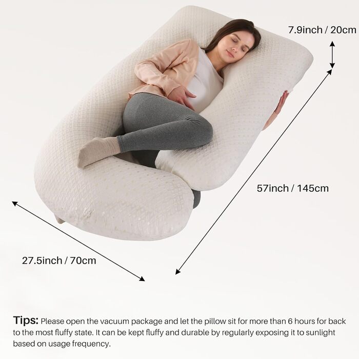 М'яке вагітне крісло GKXLH – подушка для вагітних для підтримки спини, живота, стегон, ніг, J-подібна подушка для вагітних для підтримки всього тіла, знімний чохол (білий)