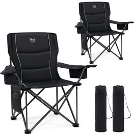 Кампінговий стілець розкладний Timber Ridge 2 шт, 200 кг, 63 см, з ізольованою сумкою-холодильником, чорний