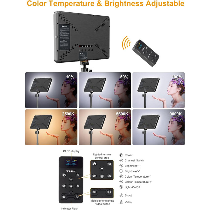 ULANZI K20 Key Light: LED панель для відеозйомки з дистанційним керуванням, 600 люмен, 10W, 2500K-9000K, для YouTube/Live Streaming