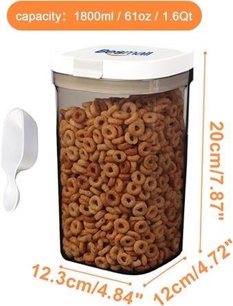 Контейнери для зберігання продуктів з герметичним кришкою та ложкою, UV-захист, BPA Free, 1800 мл (2 шт.)