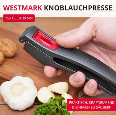 Прес для часнику Westmark Josie Graphit – прес для цибулі та імбиру, багатофункціональний, з міцного алюмінію, антрацит