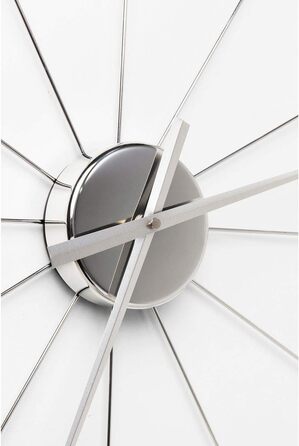 Kare Design Wall Clock Like Umbrella, 100cm Diameter, Clock, Modern, Minimalist, Aluminum Frame, Round, Battery not included (Silver)