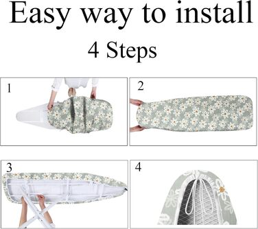 Чохол для прасувальної дошки LEEWEITAS, 110 x 30 см, 100% бавовна, термостійкий, легко встановлюється, регульований розмір (Соняшник)
