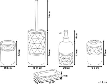 Набір аксесуарів для ванної кімнати Beliani Elegantes (5 шт.) з кераміки чорного/золотого кольору Lanco