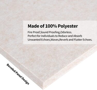 Набір акустичних панелей Rdutuok (12 шт), гексагональні звукопоглинаючі плити 30x26x1 см для студії, офісу та декору стін, колір верблюжий