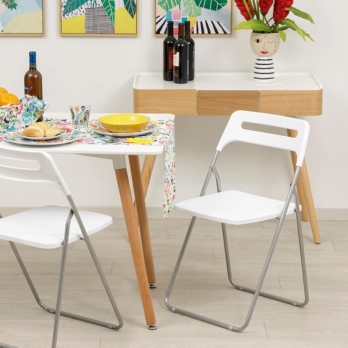 Складний стілець Baroni Home для дому та вулиці, металевий каркас, 42x38x78 см, білий, 4 шт.