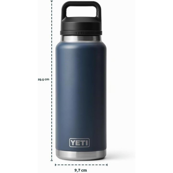Термос-пляшка YETI Rambler 1л з нержавіючої сталі з герметичною кришкою Chug, колір Charcoal (антрацит) – ізольована пляшка для гарячих та холодних напоїв