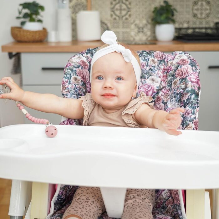 Seat reducer for high chair, baby seat cushion, chair - children for Ikea, Peg Perego high chair, chair cover for children's chair, baby chair and high chairs, leaves (flowers, seat cushion)