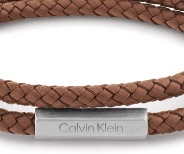 Браслет шкіряний чоловічий Calvin Klein LATCH (світло-коричневий) подвійний оберт