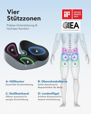 Подушка для офісного крісла HUANUO: велике сидіння з піною з пам'яті. Зняття напруги з попереку та куприка. Підходить для офісних крісел, автомобільних сидінь та крісел-колісних. Ідеально для тривалого сидіння. Не слизька.