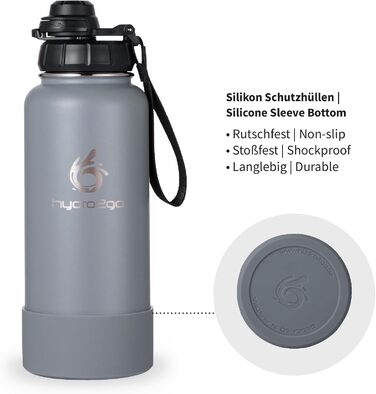 Термофляга Hydro2Go Edelstahl 950 мл з соломинкою - Ізольована, BPA-free, не протікає, 24 год холод/12 год гаряче, для спорту та активного відпочинку (срібляста)