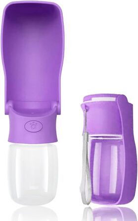 Водяна пляшка для собак на прогулянку 350мл/570мл. Водяна пляшка для цуценят, маленьких, середніх та великих собак. Зручна водяна пляшка для собак, щоб пити в дорозі (Lila)