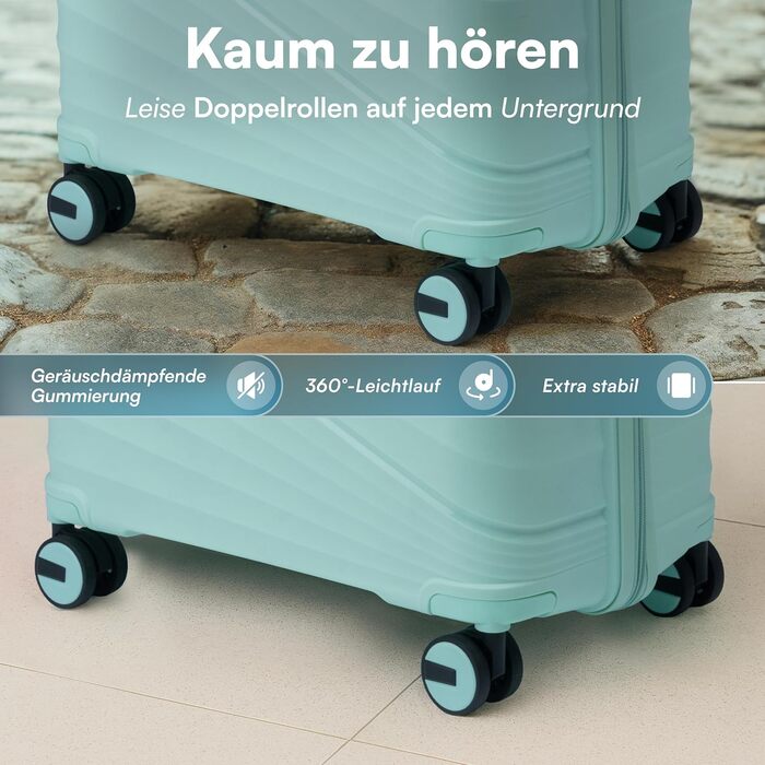 Валіза Xonic® Hartschalenkoffer M, 40 л: міцний корпус, подвійні колеса 360°, TSA-замок, колір м'ятно-зелений