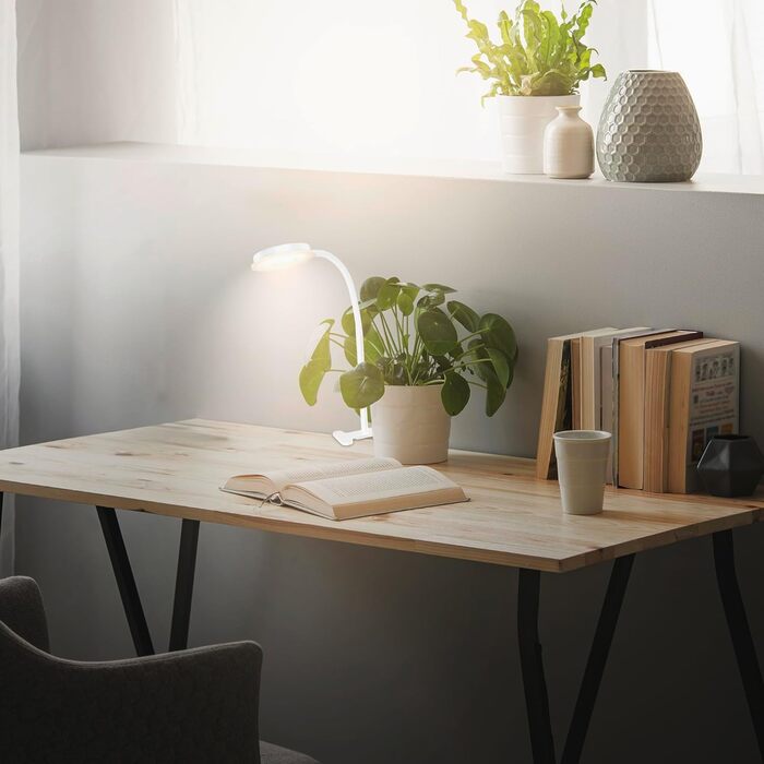 LED лампа BRILONER з торшетом, регульована яскравість, поворотна, для дому, офісу, читання, 32,5x13x40 см, (кріпиться за допомогою затискача, білий)