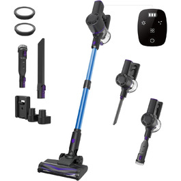 Бездротовий пилосос Vexilar V15Max з функцією миття підлоги, 60KPa/600W/60хв, гнучкий шланг, док-станція, GreenEye, насадка для твердих підлог та шерсті тварин, 1,5л, для килимів та шерсті тварин (Блакитний)